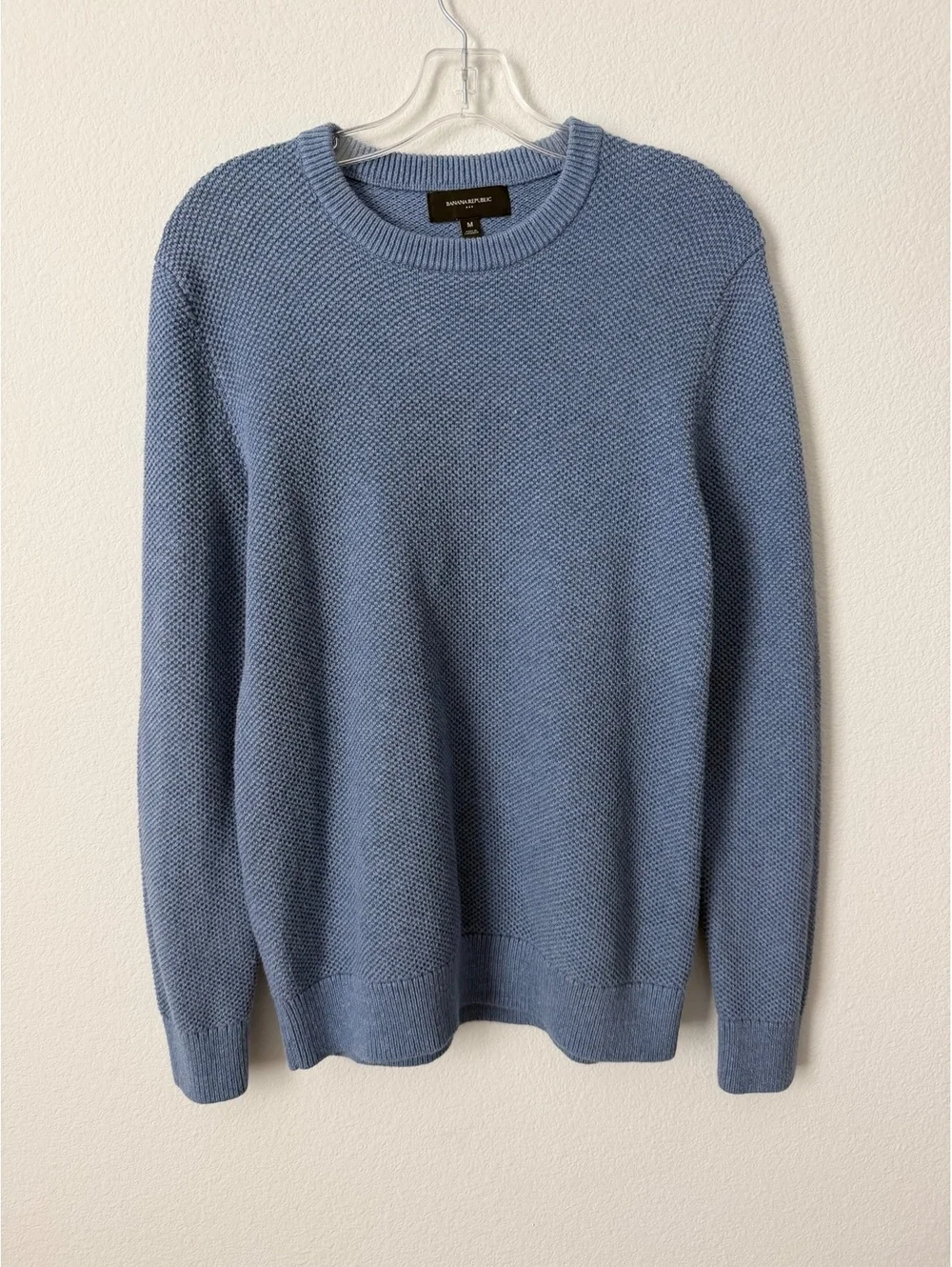 Banana Republic Long Sleeve Crew Neck Blue Textured Knit Pullover Sweater Size M